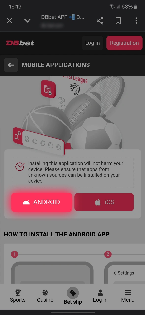 Download the DBbet APK file safely and get ready to play.