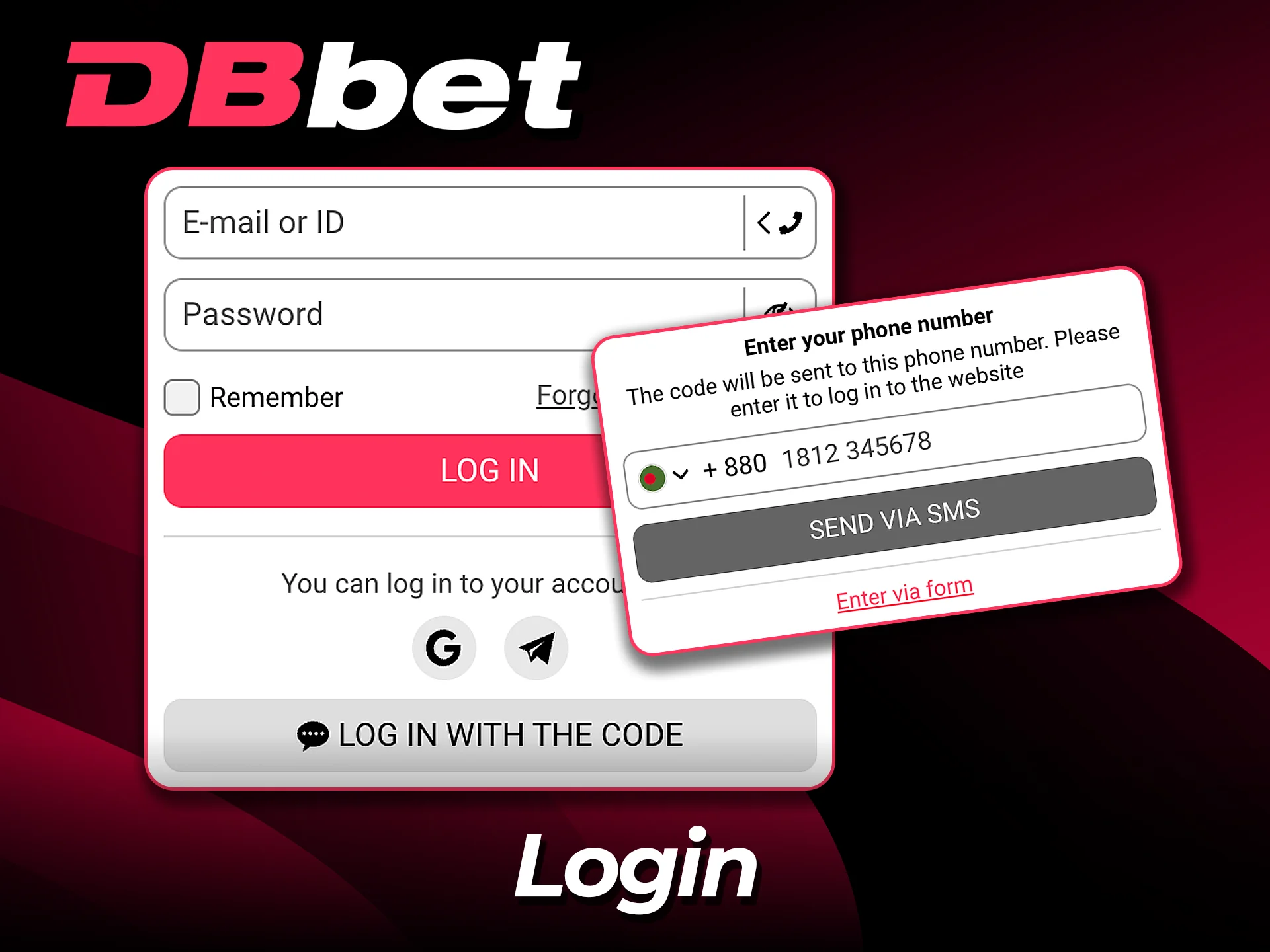 Log in to your DBbet account and continue betting now.