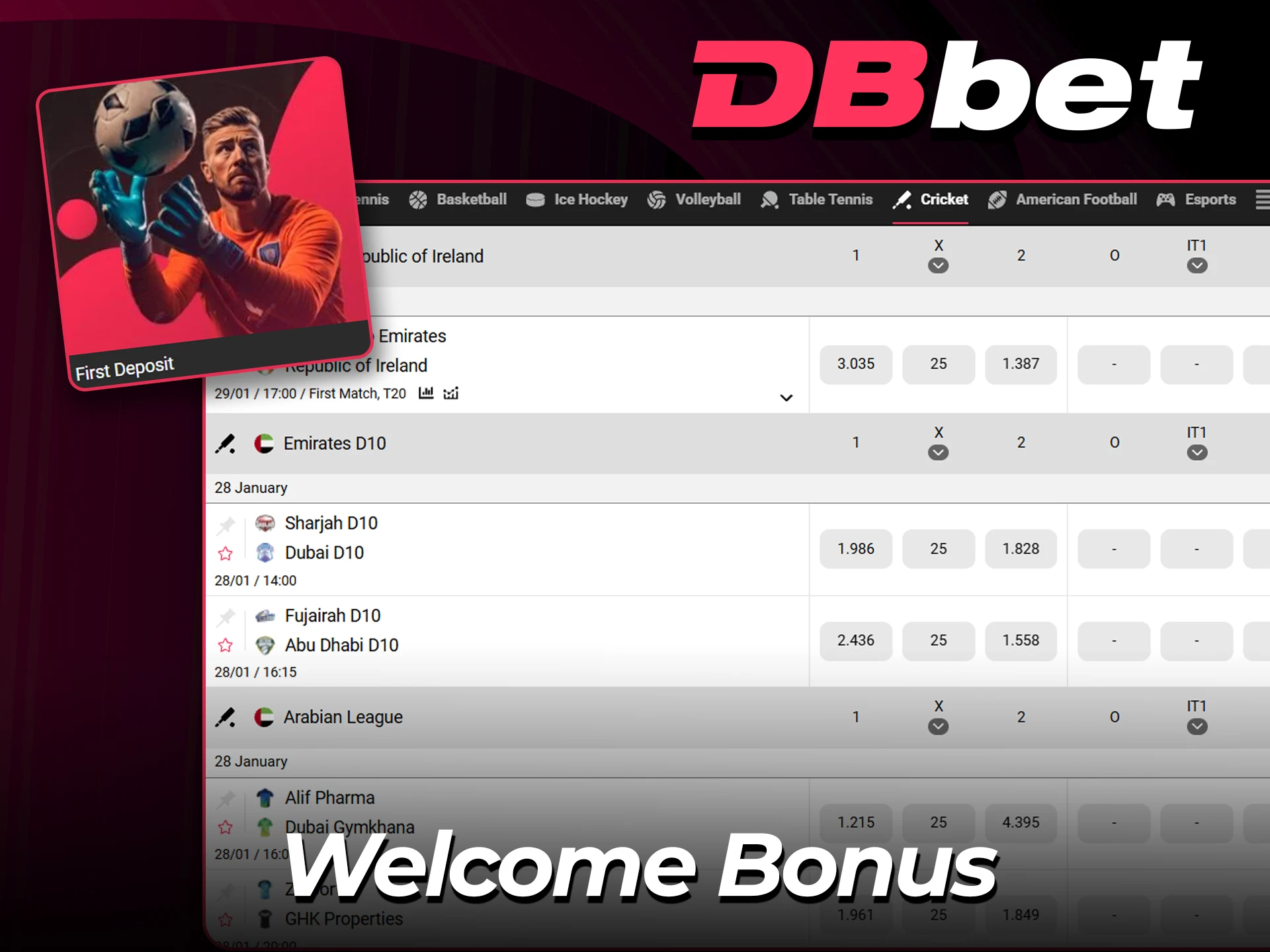 Claim your cricket signup bonus at DBbet.