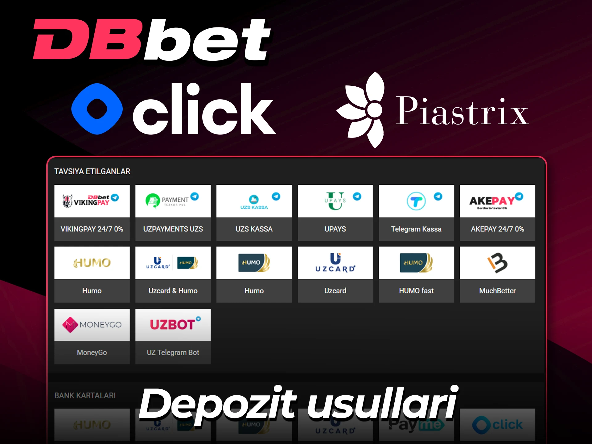 DBbet saytida eng yaxshi mahalliy to'lov usullarini ko'rib chiqing.