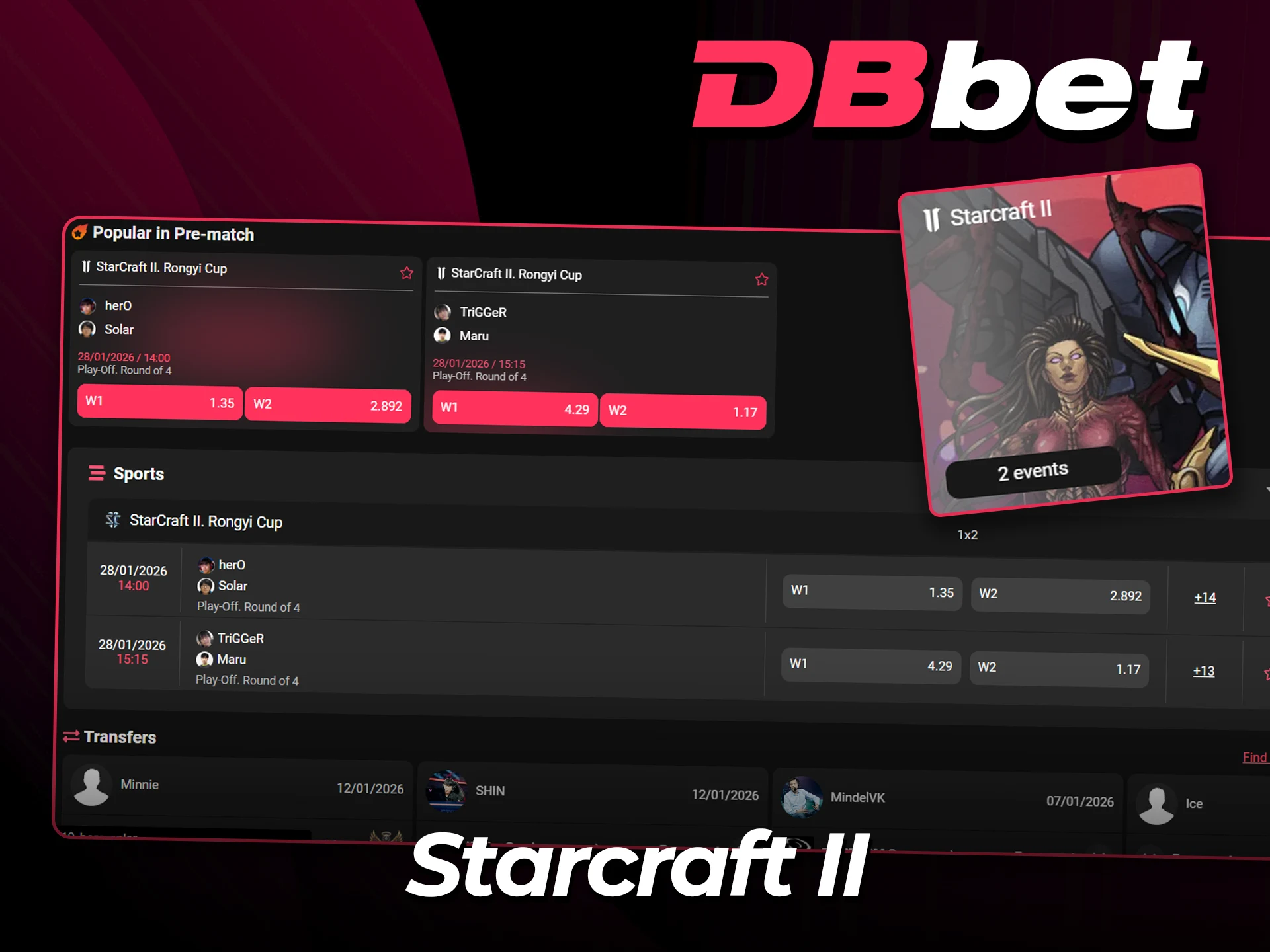 Bet on Starcraft II matches at DBbet.