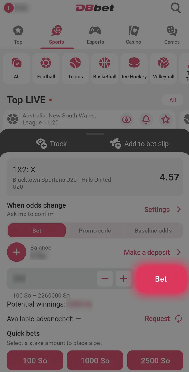 Submit your football wagers at DBbet Somalia.