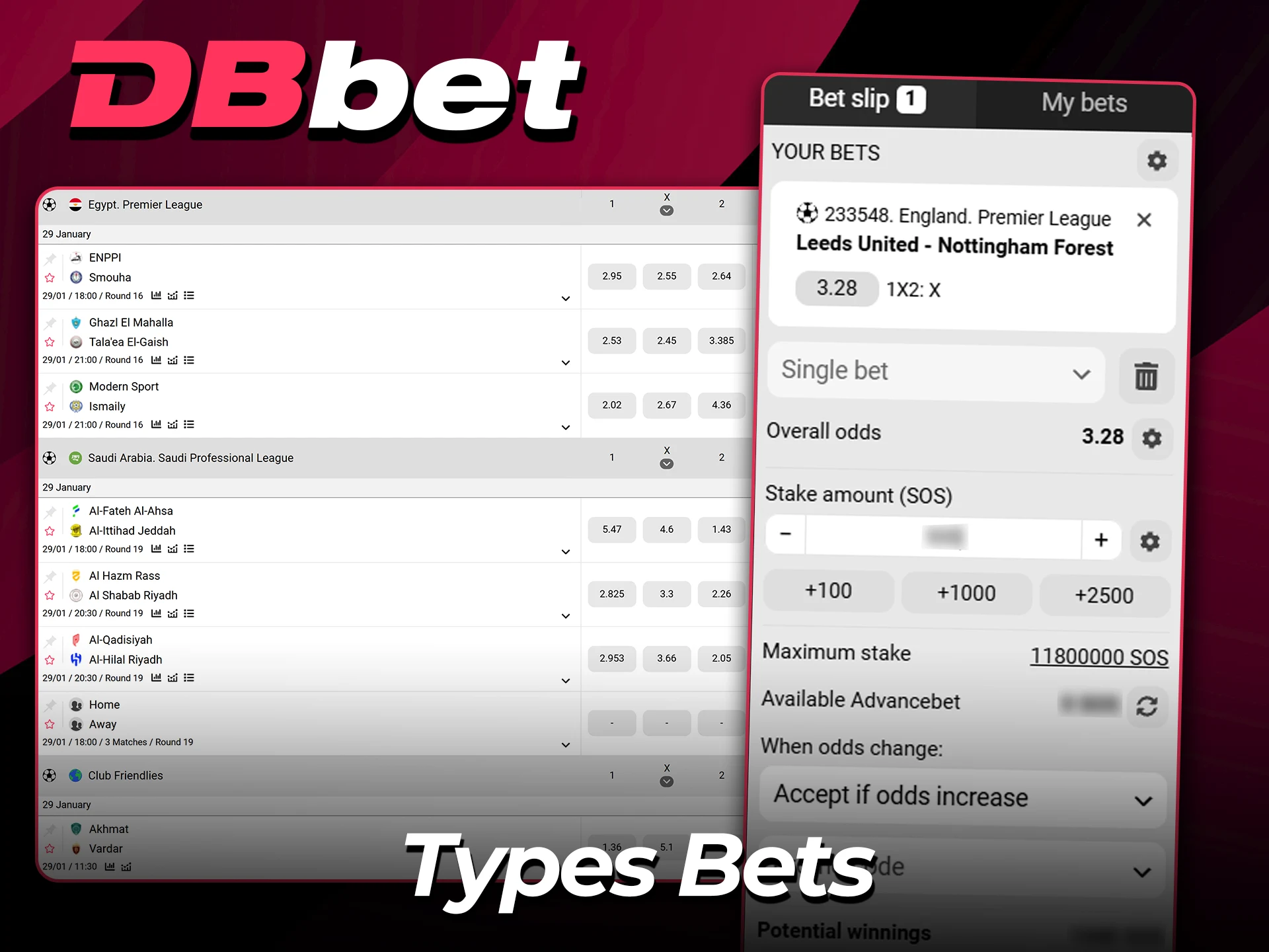 Explore diverse football bet types at DBbet.