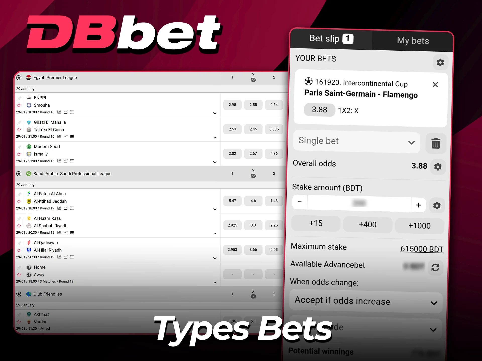 Explore diverse football bet types at DBbet.