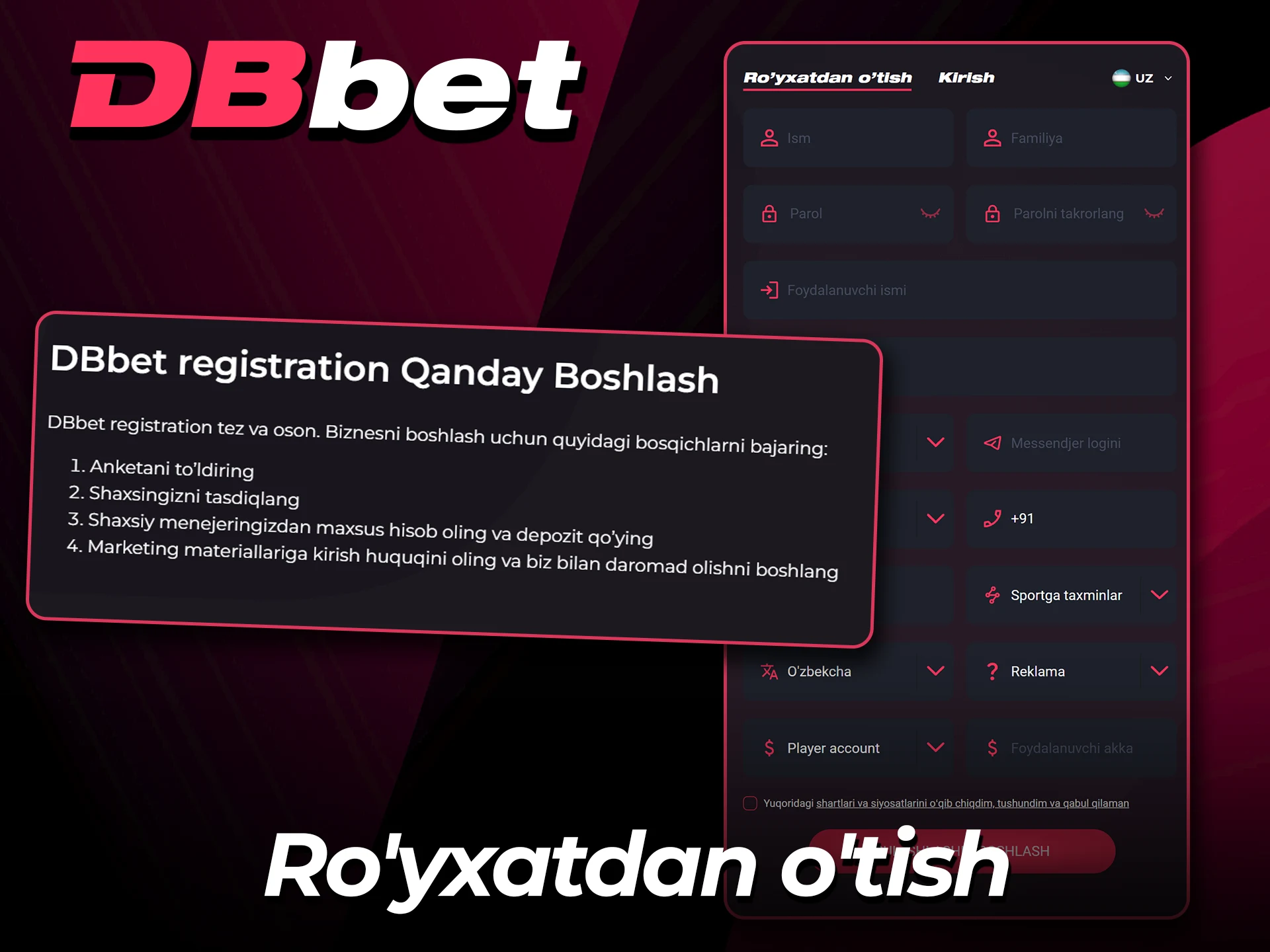 DBBet agenti sifatida hoziroq ro'yxatdan o'ting.