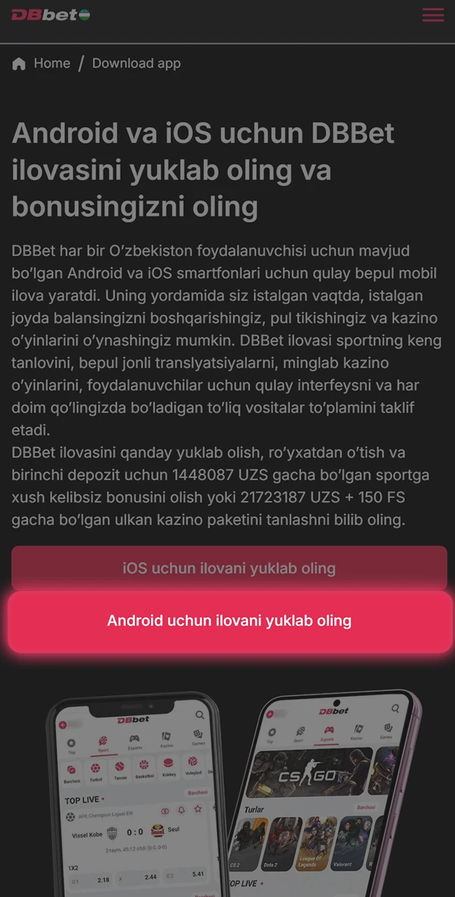 Yuklab olishni boshlash uchun «Ilova» tugmasini bosing.