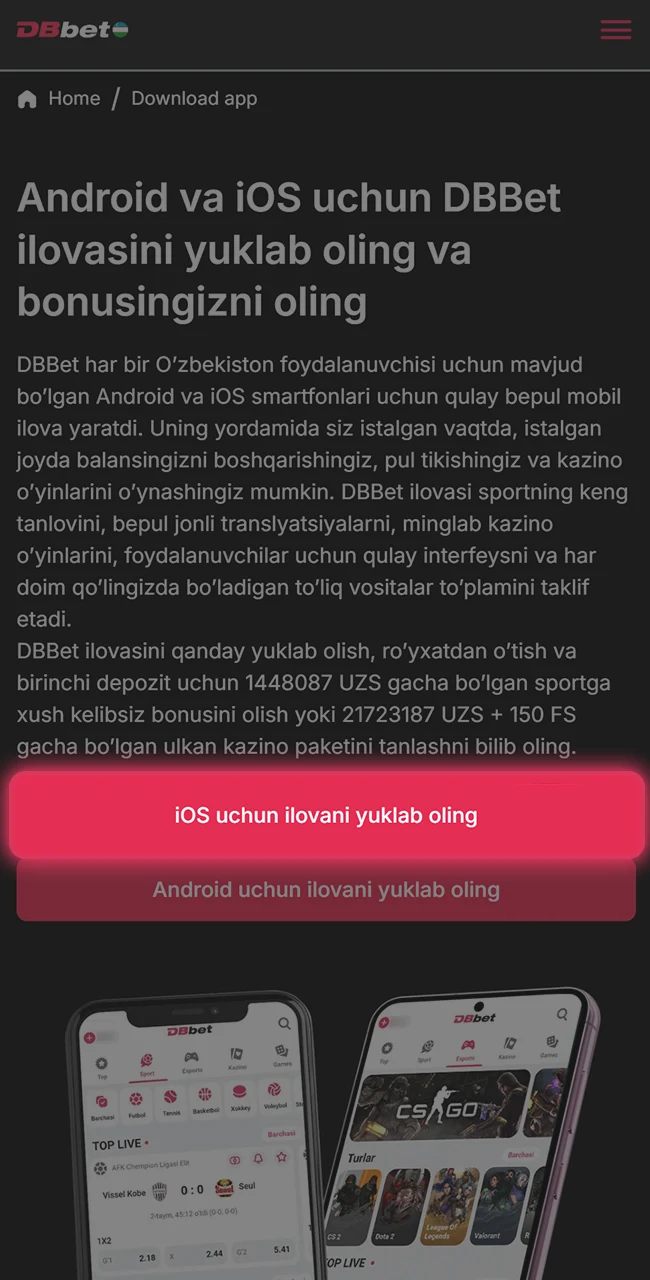 O'rnatishni boshlash uchun iOS'da yuklash tugmasini bosing.