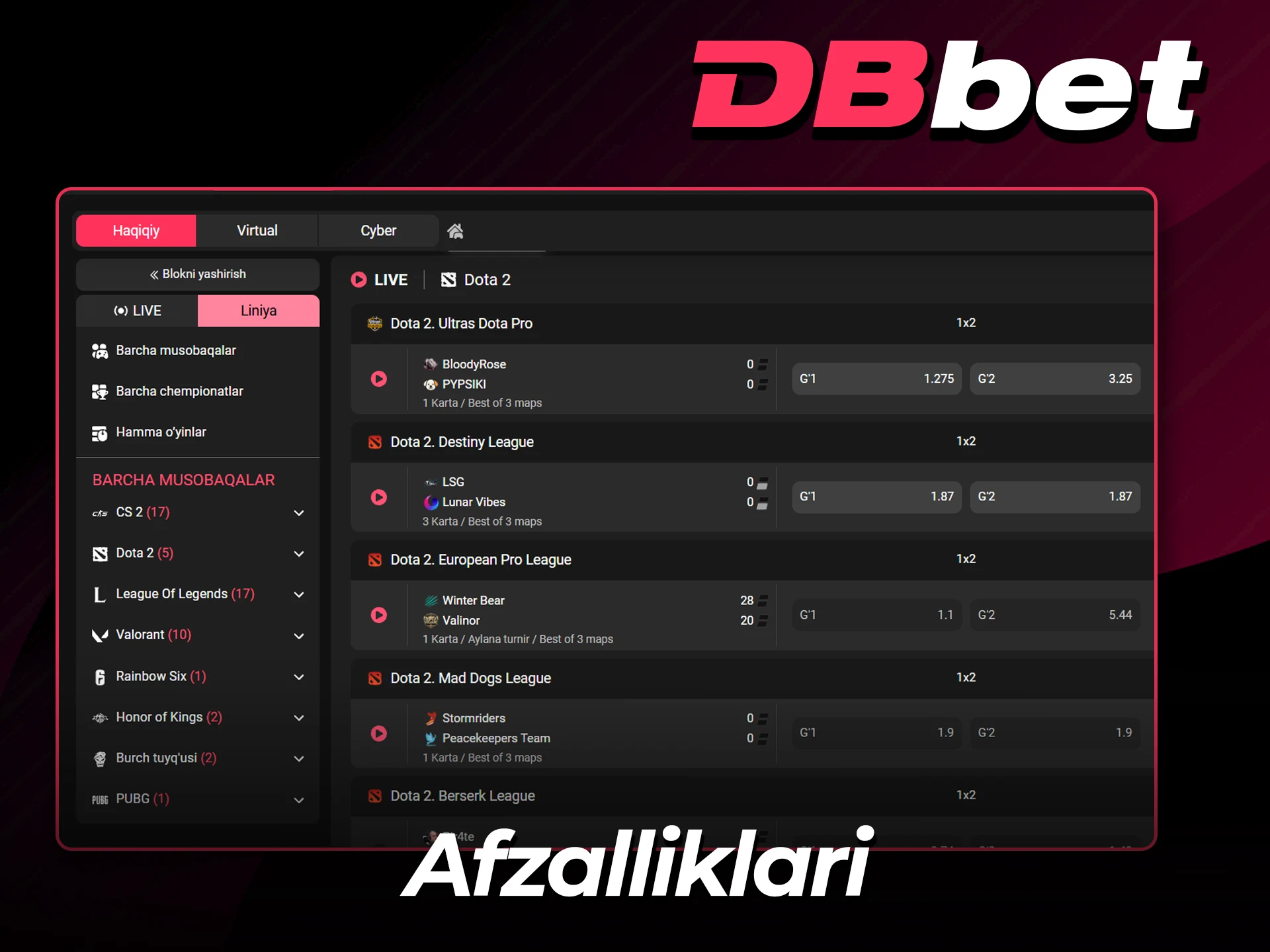 DBbet pul tikishning afzalliklarini bilib oling.