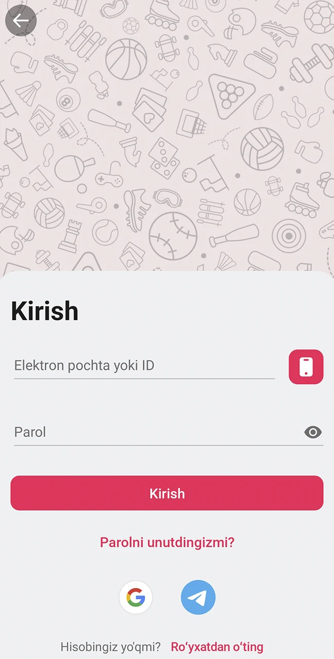 DBbet hisobingizga kiring.