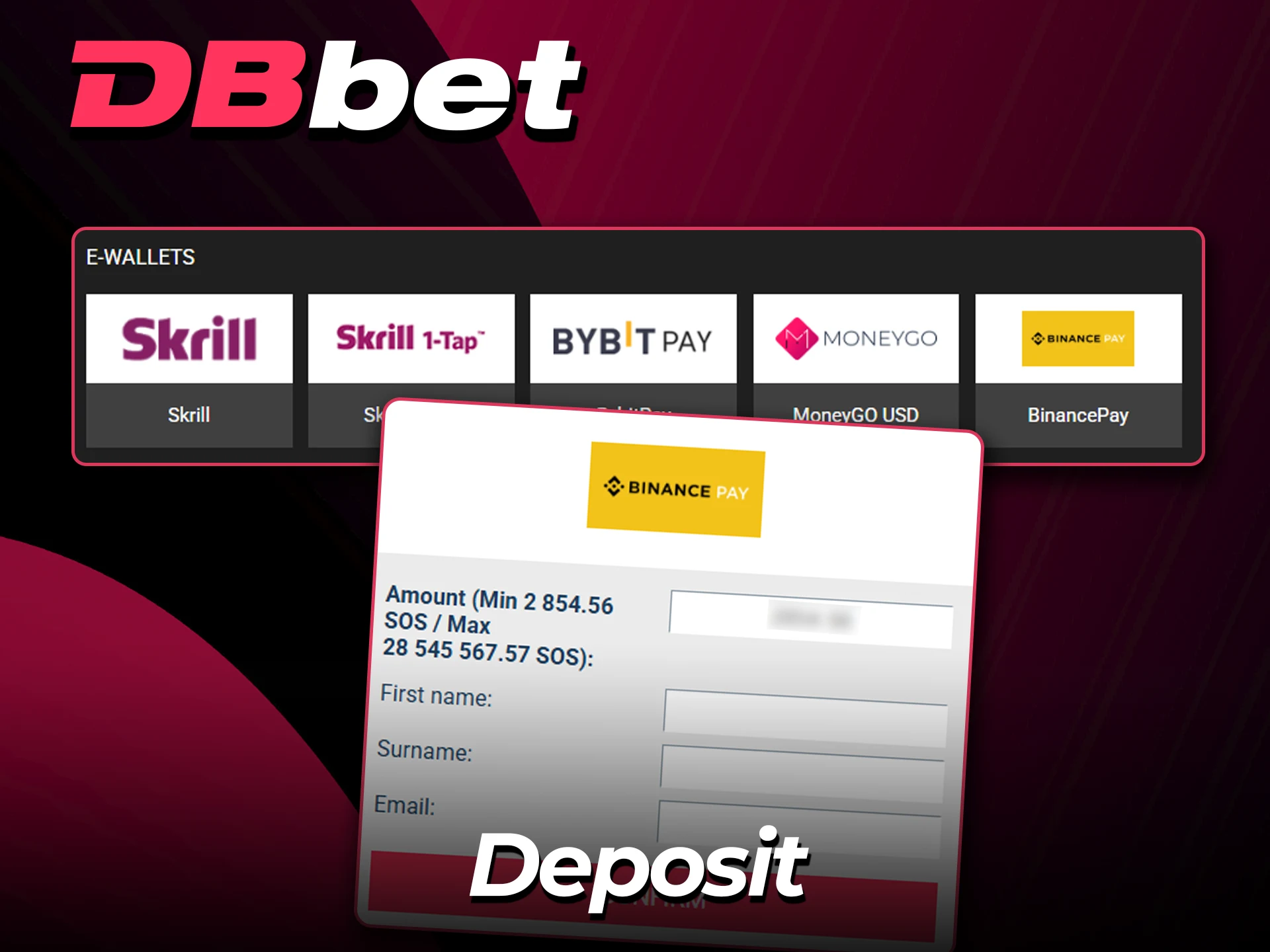 Add funds securely to your DBbet account.