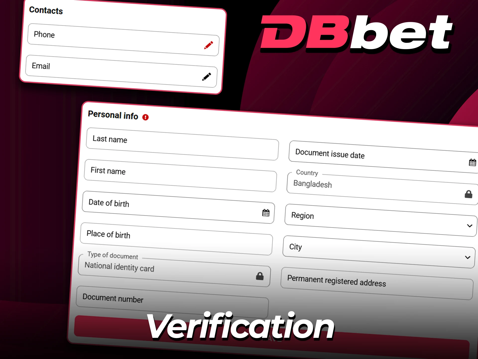 Verify your profile on the DBbet website today.