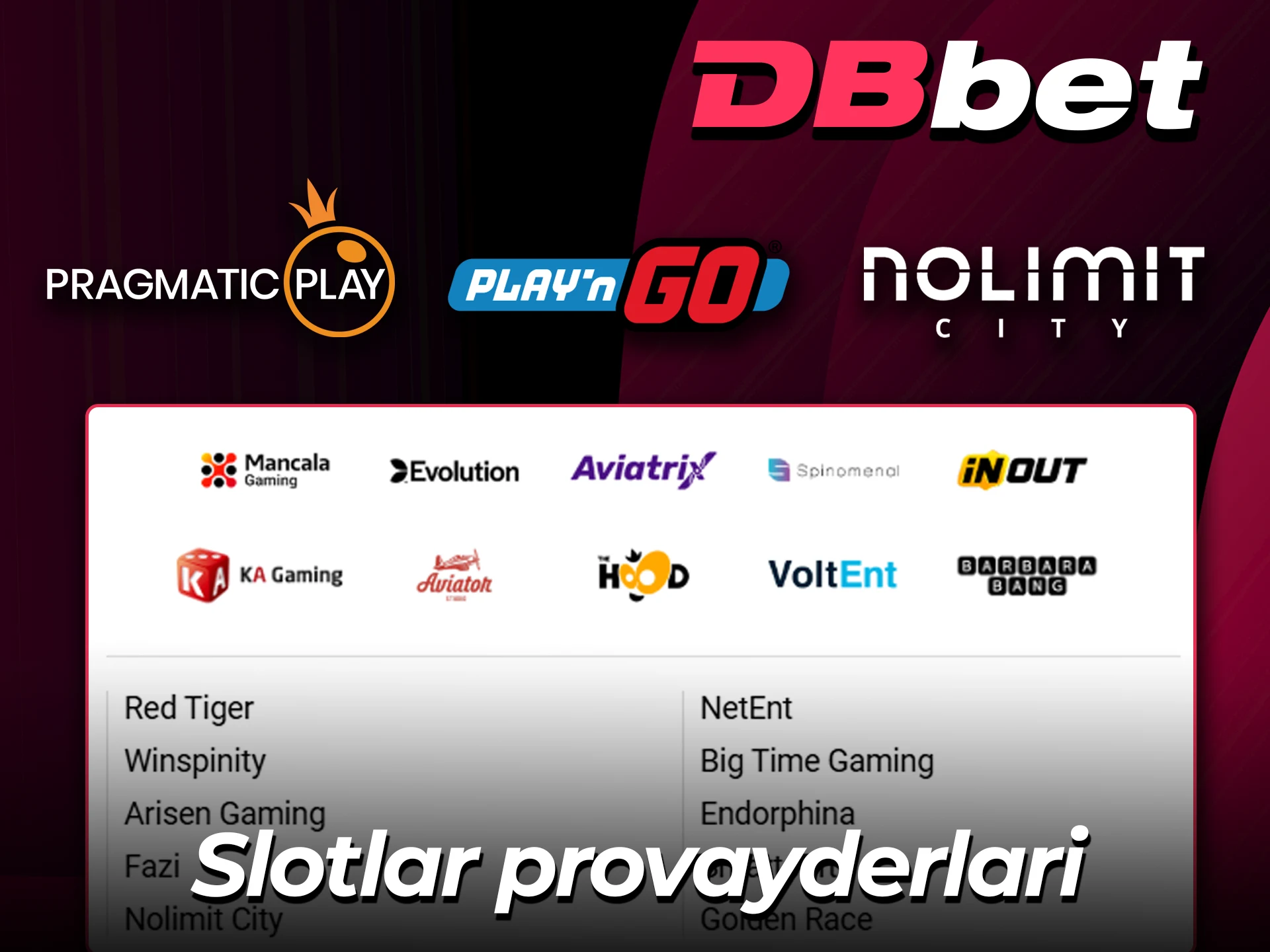 DBBet saytidagi eng yuqori darajadagi dasturiy ta'minot provayderlarini ko'ring.