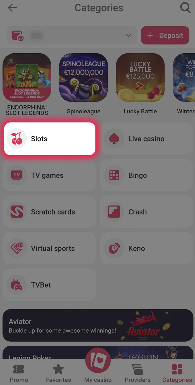 Browse the extensive slots lobby at DBBet.