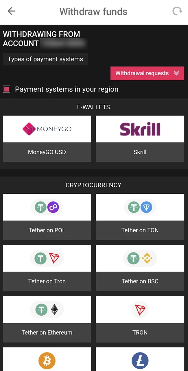 Select a local payment method at DBBet.