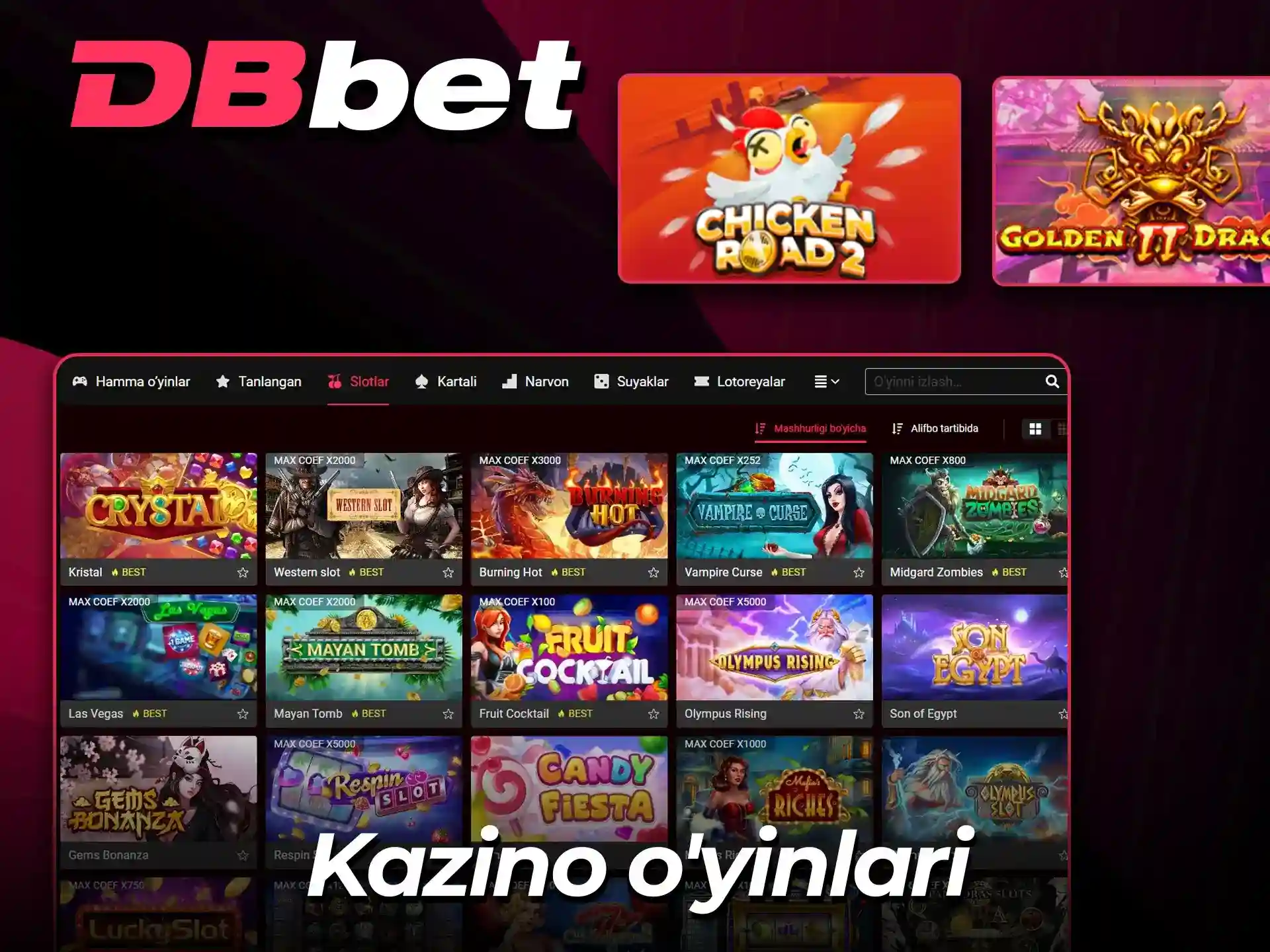 DBbet onlayn kazino o'yinlarini o'ynang.