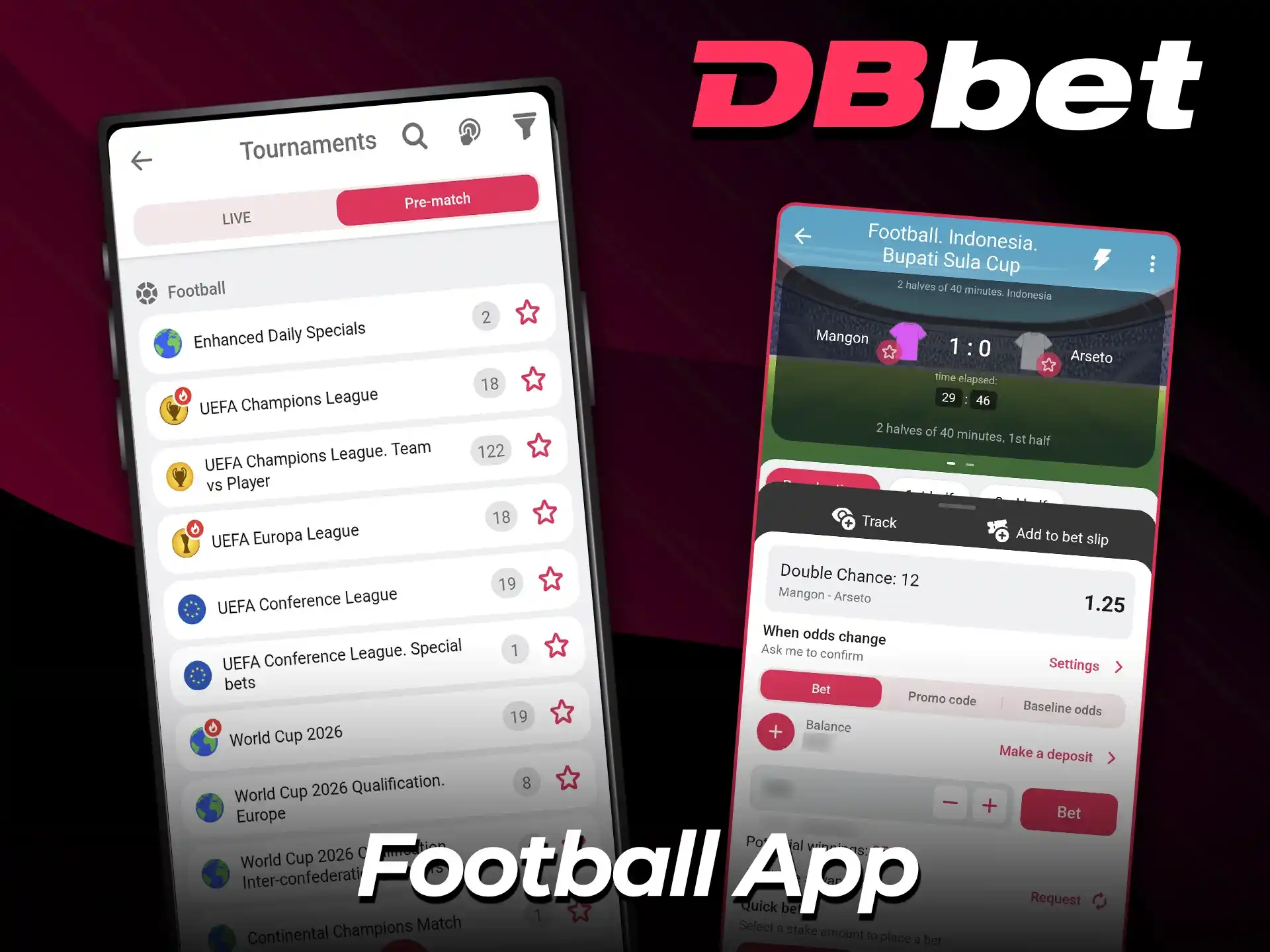 Bet on the go with the DBbet app.