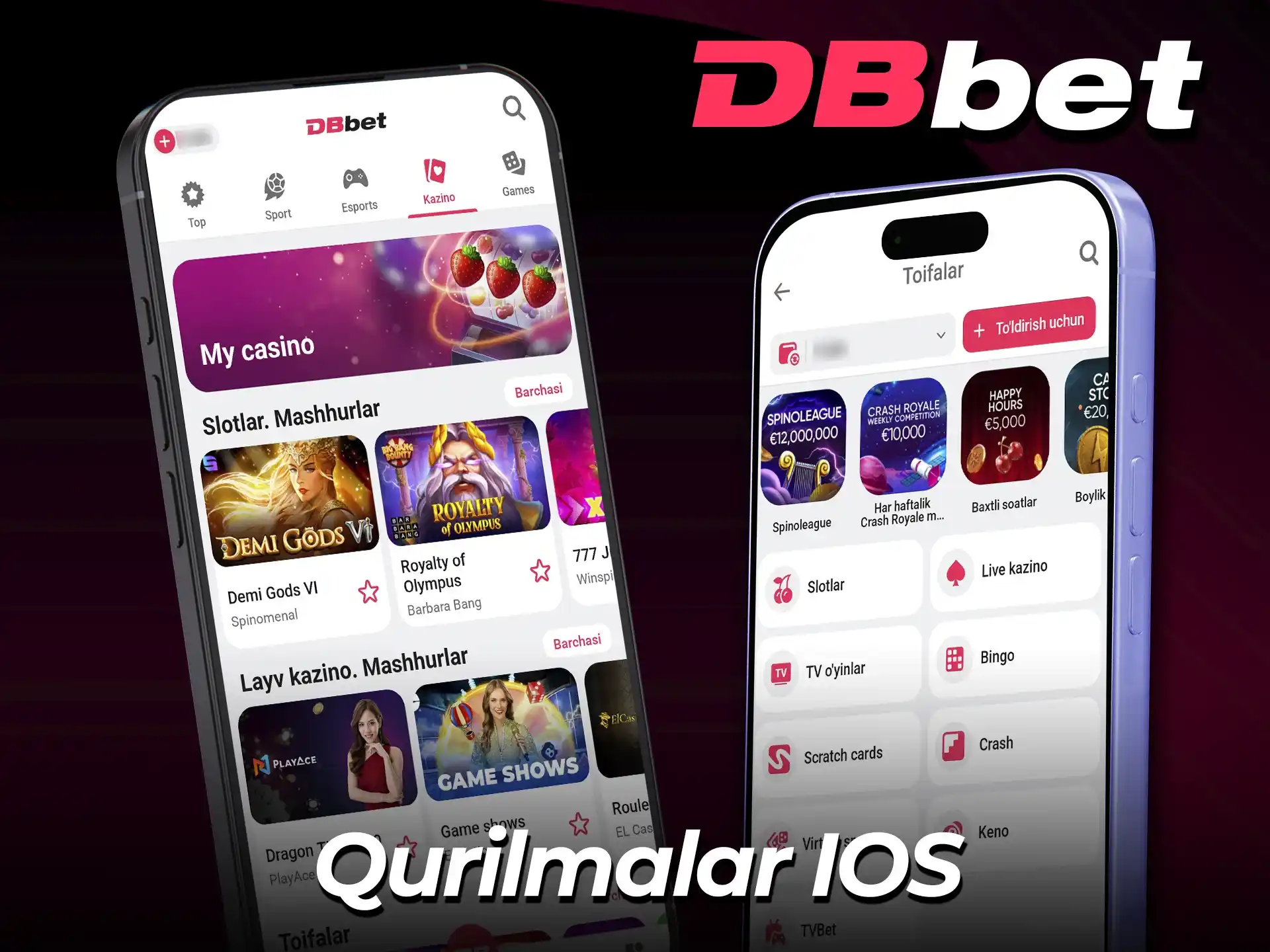 iPhone va iPad qurilmalari uchun rasmiy DBBet dasturi.