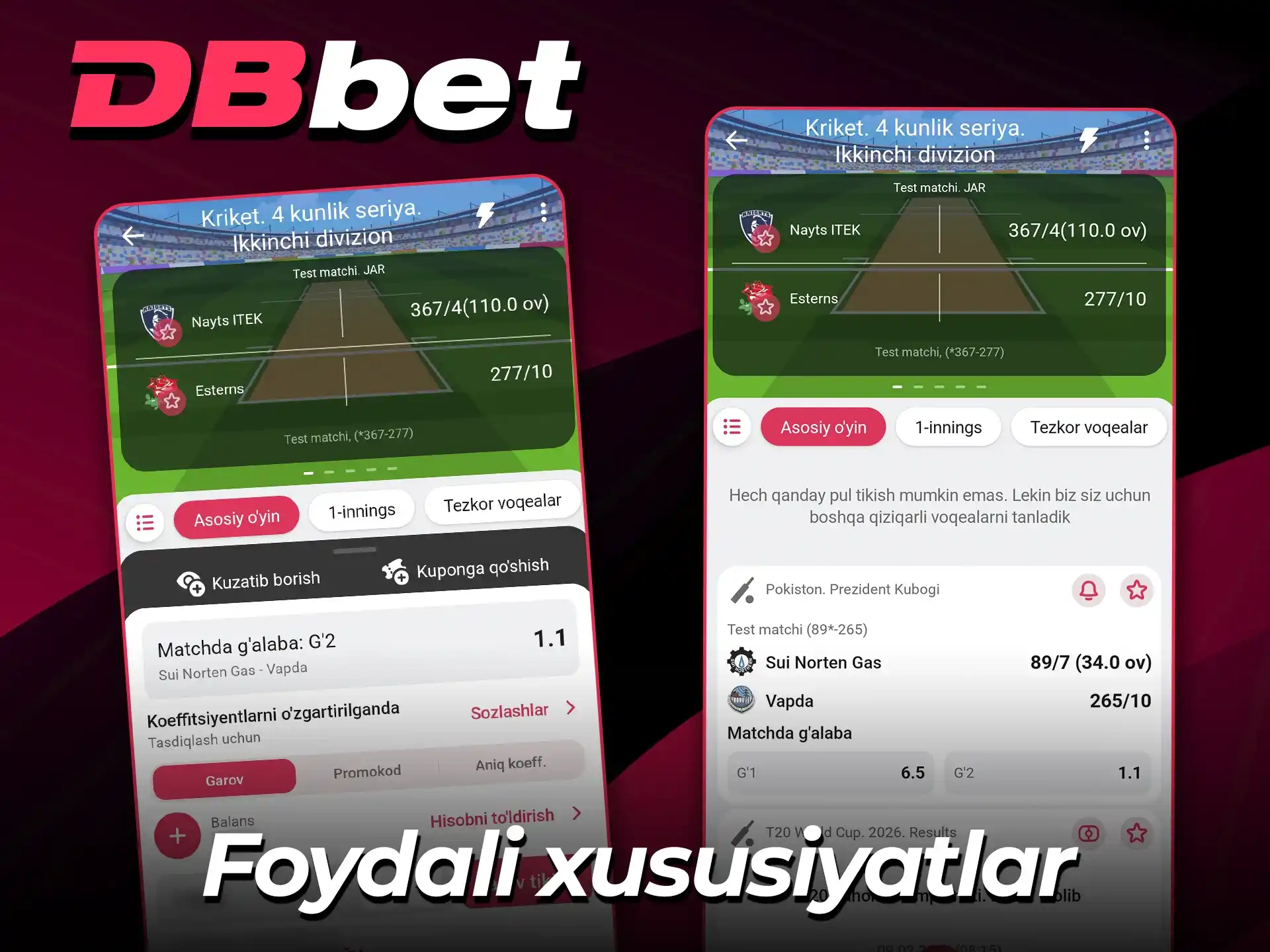 Rasmiy DBbet veb-saytida foydali pul tikish vositalarini ko'rib chiqing.