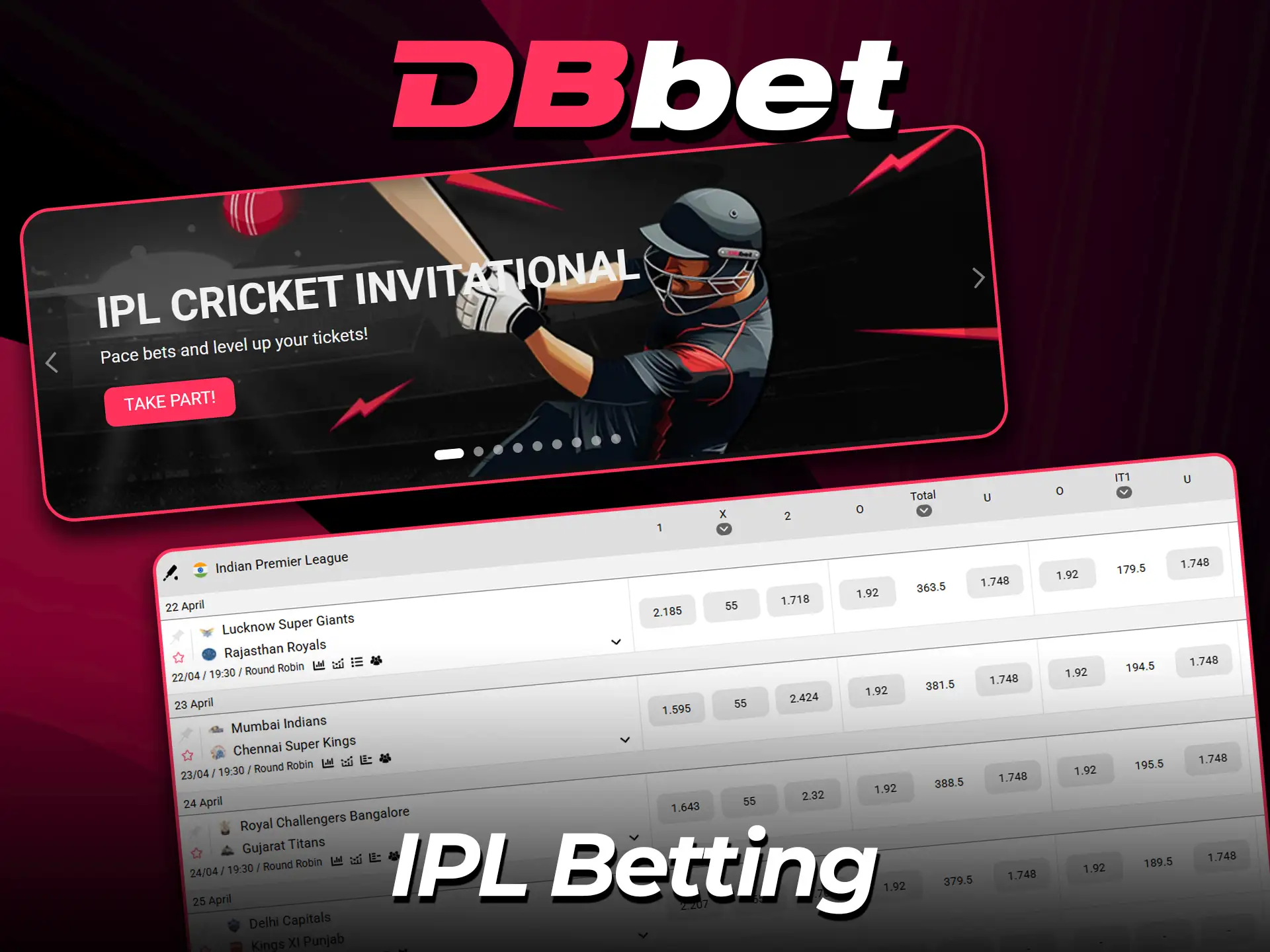 Bet on IPL matches on the DBBet site today.