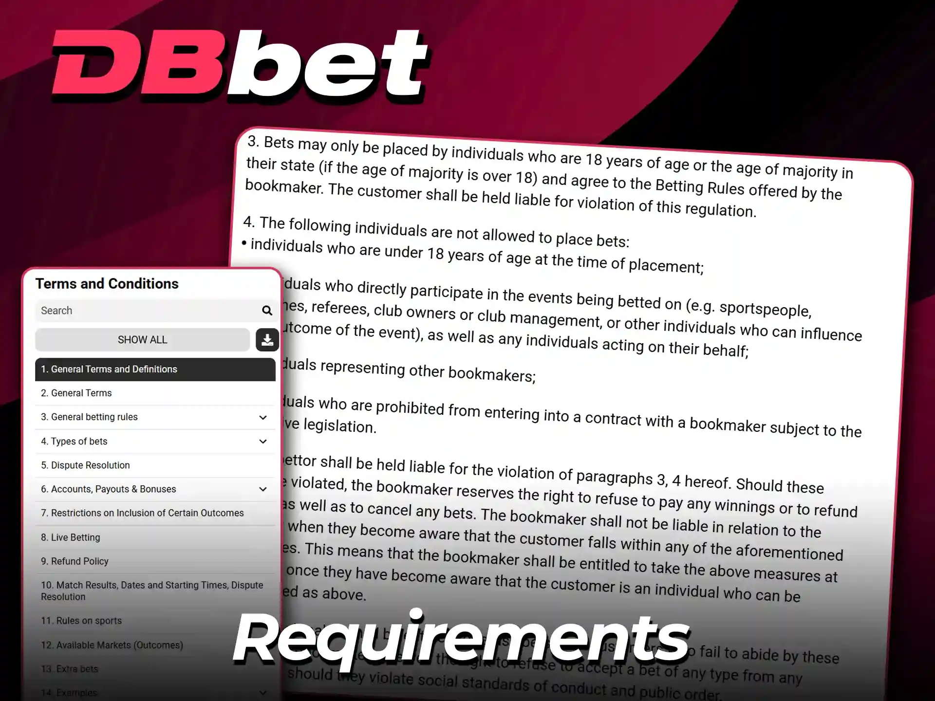 Read the signup terms on the DBbet website.