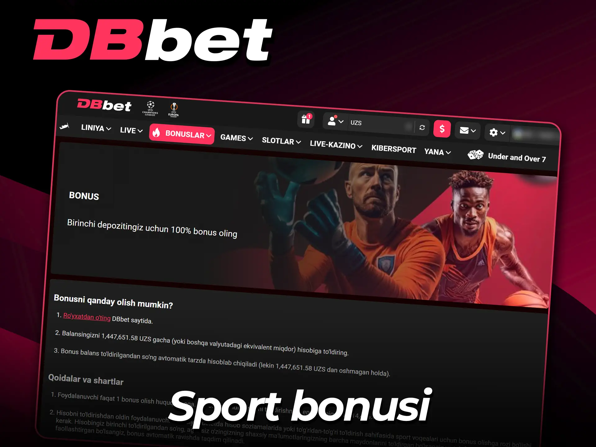 DBbet rasmiy veb-saytida garov bonusini oling.