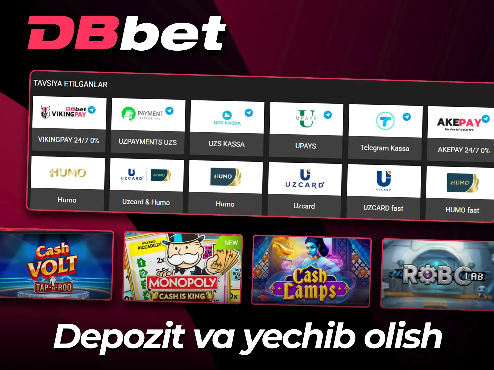 DBBet saytida xavfsiz to'lov usullarini tekshiring.