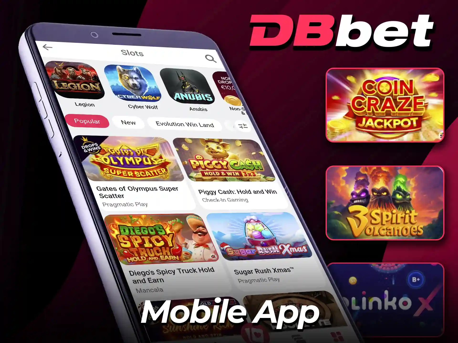 Play mobile slots using the official DBBet app.